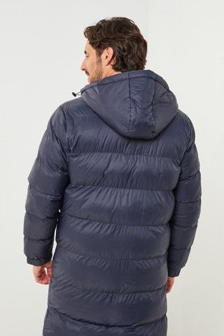 Doudoune droite à capuche - Bleu marine