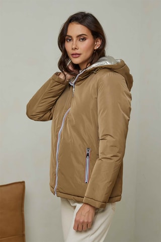 Doudoune réversible à capuche - Taupe