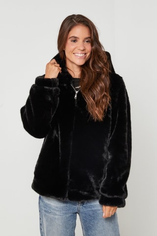 Veste droite à capuche - Noir