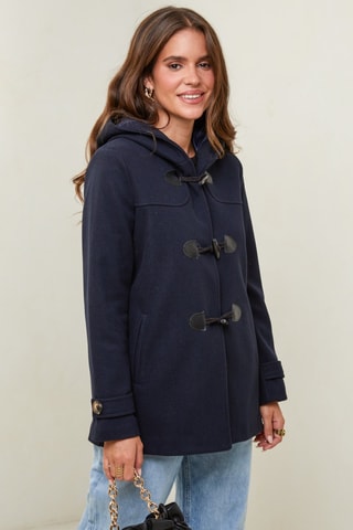 Duffle-coat à capuche trapèze - Bleu marine