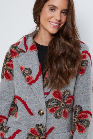 Manteau droit - Rouge, gris et noir