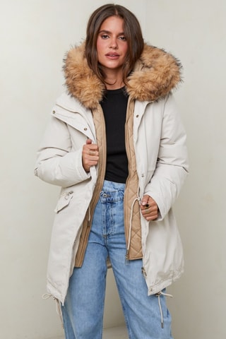 Parka droite - Beige et marron