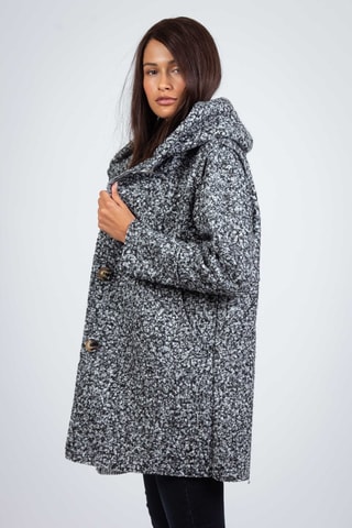 Manteau droit à capuche - Gris