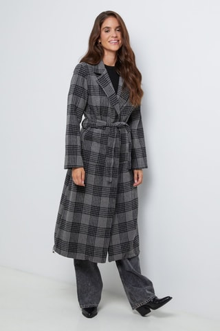 Manteau droit - Noir, motifs et gris