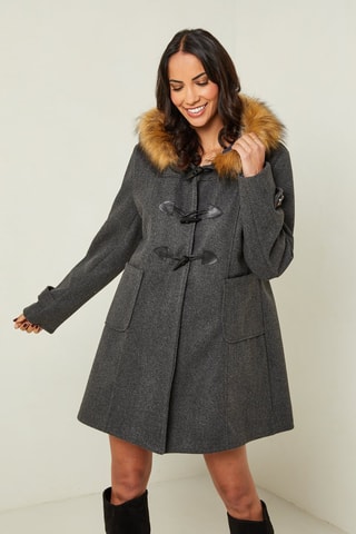 Manteau droit à capuche - Anthracite