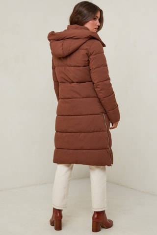 Doudoune longue droite - Marron
