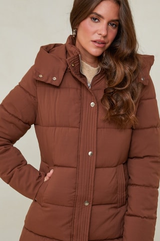 Doudoune longue droite - Marron