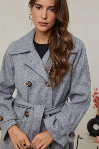 Manteau long droit - Gris