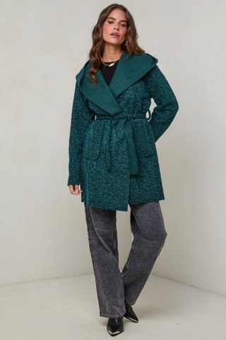 Manteau droit à capuche - Vert