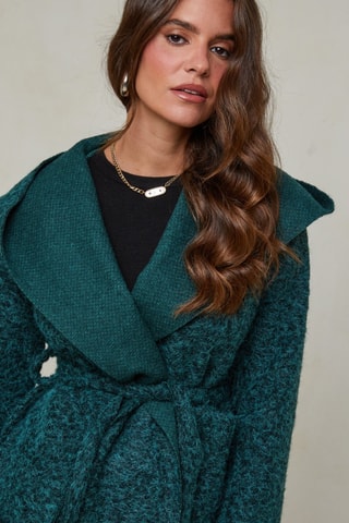 Manteau droit à capuche - Vert