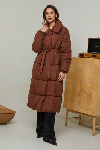 Doudoune longue droite - Marron