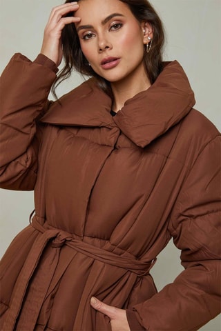 Doudoune longue droite - Marron