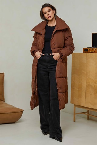 Doudoune longue droite - Marron