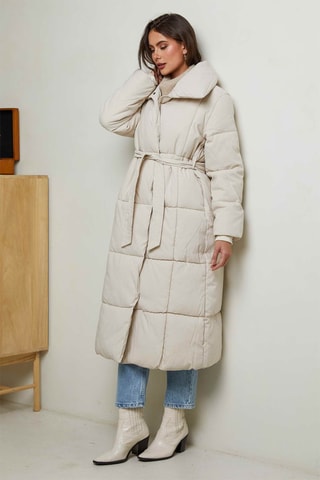 Doudoune longue droite - Écru