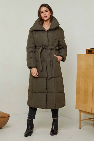 Doudoune longue droite - Kaki