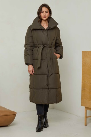 Doudoune longue droite - Kaki