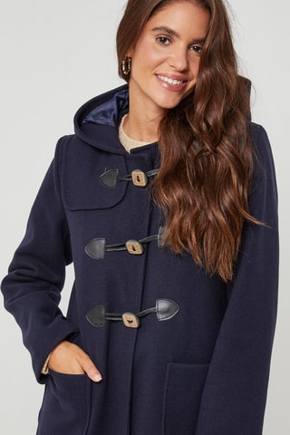 Duffle-coat com capuz - Azul-marinho