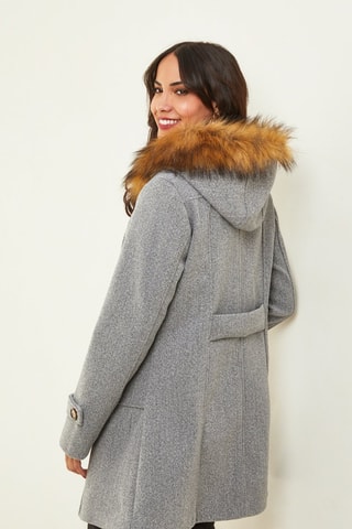 Manteau droit à capuche - Gris