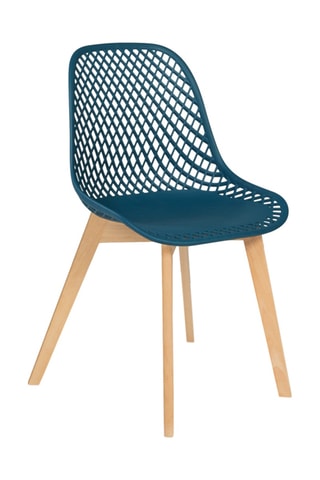 4 sillas Maelle - Azul pato y natural - Patas de madera de haya