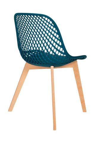 6 sillas Maelle - Azul pato y natural - Patas de madera de haya