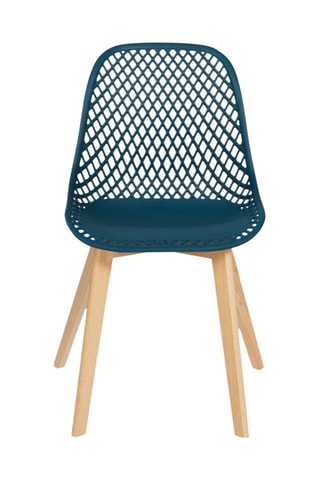 6 sillas Maelle - Azul pato y natural - Patas de madera de haya