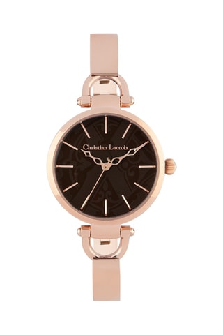 Reloj de cuarzo de acero - Rosa dorado y marrón oscuro