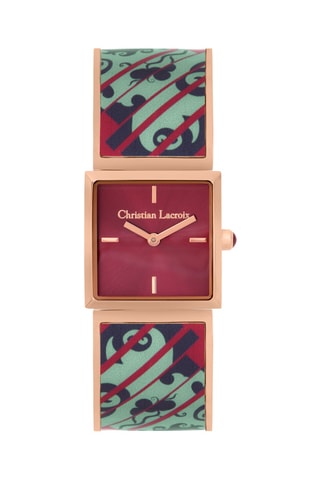 Reloj de cuarzo de acero y chapado en ion de oro rosa Heart Shake