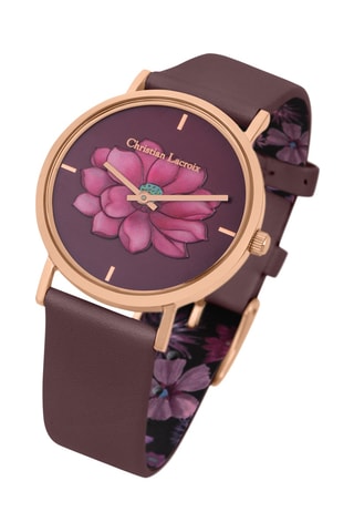 Reloj de cuarzo de piel Jardin des Hesperides - Burdeos y dorado