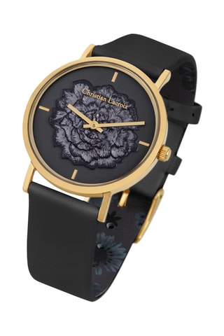 Reloj de cuarzo de piel Jardin des Hesperides - Negro y dorado