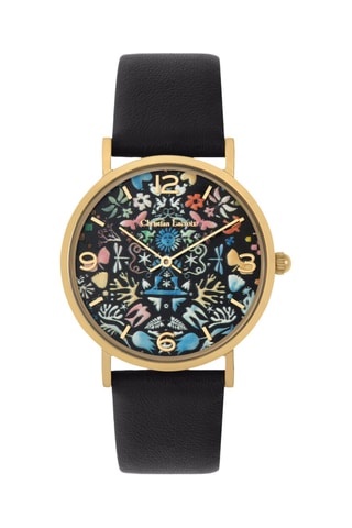 Reloj de cuarzo de piel Rêve de papier - Negro y dorado