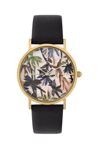 Reloj de cuarzo de piel Guatiza - Negro y dorado