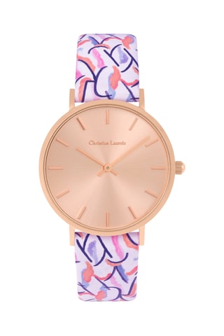 Reloj de cuarzo de piel Sunflowers a Charleston - Violeta y rosa