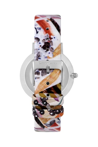 Reloj de cuarzo de piel Herbalism - Negro y plateado