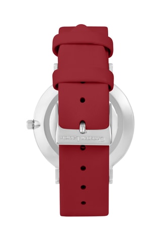 Reloj de cuarzo de piel Otro Mundo - Rojo y plateado