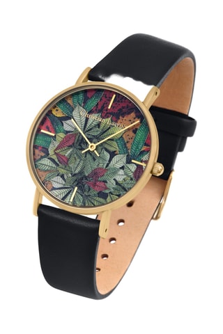 Reloj de cuarzo de piel Fall’ing Love - Negro y dorado