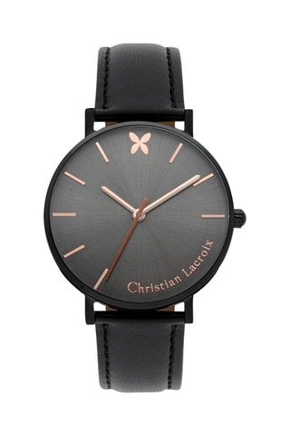 Reloj de cuarzo de piel - Negro