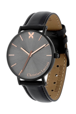 Reloj de cuarzo de piel - Negro