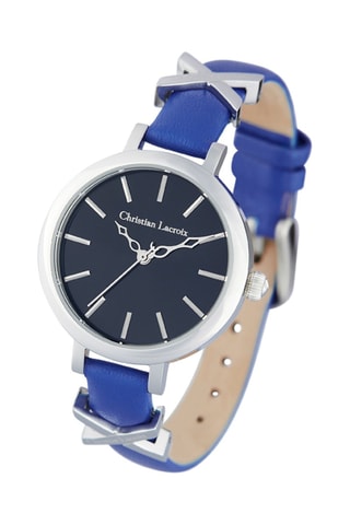 Reloj de cuarzo de piel - Azul rey y negro