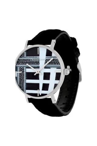 Reloj de cuarzo de piel - Negro