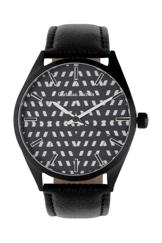 Reloj de cuarzo de piel Miyota 2035 - Negro - Christian Lacroix