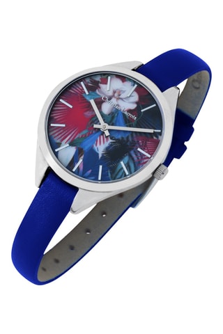 Reloj de cuarzo de piel L’oiseau Fleur - Azul y plateado