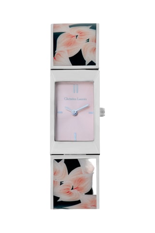 Reloj de cuarzo de acero Feuillages - Plateado y rosa