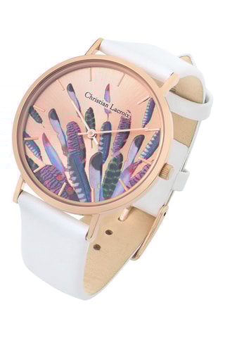 Reloj de cuarzo de piel Prête-moi ta plume - Blanco y dorado