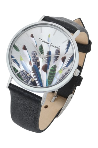 Reloj de cuarzo de piel Prête-moi ta plume - Negro y plateado