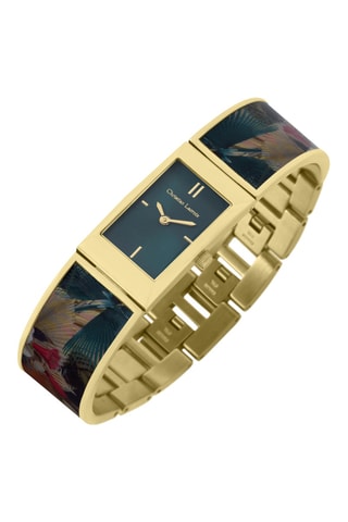 Reloj de cuarzo de acero L’oiseau Fleur - Dorado y verde