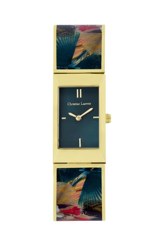 Reloj de cuarzo de acero L’oiseau Fleur - Dorado y verde