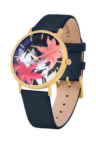 Reloj de cuarzo de piel Iris Des Marais - Azul marino y dorado