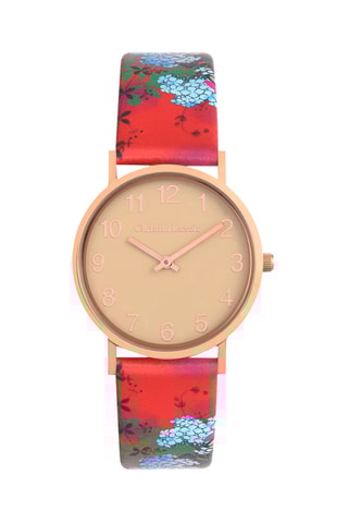 Reloj de cuarzo de piel En Mon Jardin - Rojo y rosa dorado
