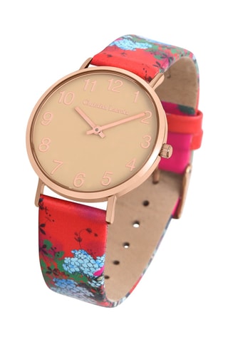 Reloj de cuarzo de piel En Mon Jardin - Rojo y rosa dorado