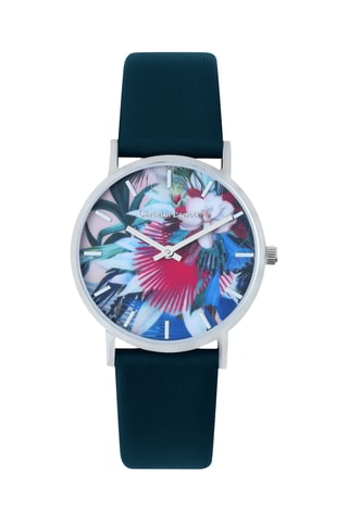 Reloj de cuarzo de piel L’oiseau Fleur - Azul marino y plateado